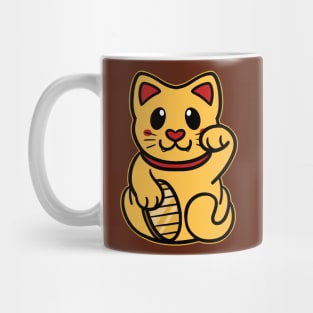 Cute Maneki Neko - Gold Mug